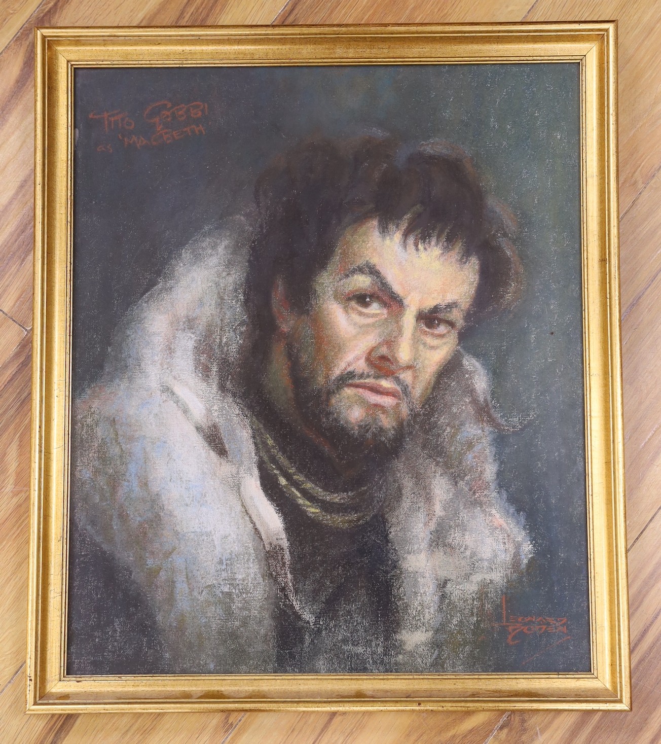 Leonard Boden (b.1911), pastel, Sketch of Tito Gobbi as Macbeth, signed, 47 x 39cm